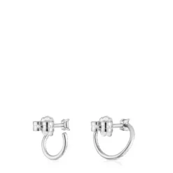 Medium short hoop Earrings in white gold with diamonds Les Classiques