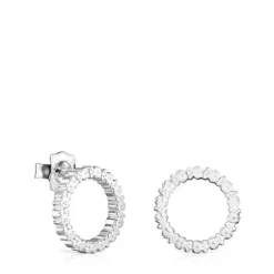 Medium Silver Straight disc Earrings