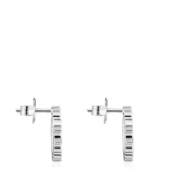 Medium Silver Straight disc Earrings