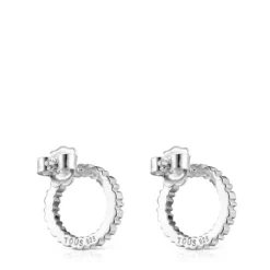 Medium Silver Straight disc Earrings