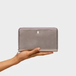 Medium silver-colored New Dubai Saffiano Wallet