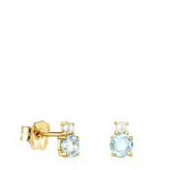 Mini Ivette Earrings in Gold with Topaz and Pearl