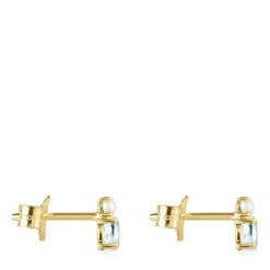 Mini Ivette Earrings in Gold with Topaz and Pearl