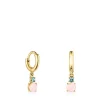 Mini Ivette short Earrings in Gold with Opal and Topaz