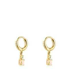 Mini Ivette short Earrings in Gold with Opal and Topaz