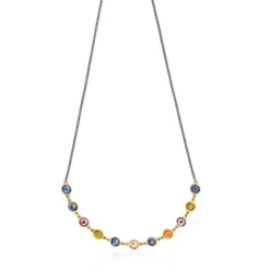 Minifiore Necklace in Silver Vermeil, Dark Silver and Murano Glass