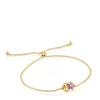 8 mm 18kt gold plating over silver bear motif chain Bracelet with laboratory-grown lilac-colored sapphire Color Bear LGG