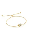 8 mm 18kt gold plating over silver bear motif chain Bracelet with laboratory-grown green spinel Color Bear LGG