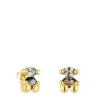 13 mm 18kt gold plating over silver bear motif Earrings with laboratory-grown green spinel Color Bear LGG