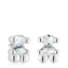 23 mm silver and rock crystal quartz bear motif Earrings Color Bear