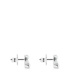 8 mm silver and rock crystal quartz bear motif Earrings Color Bear