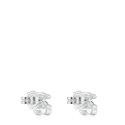 8 mm silver and rock crystal quartz bear motif Earrings Color Bear