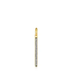 Nocturne bar Pendant in Silver Vermeil with Diamonds
