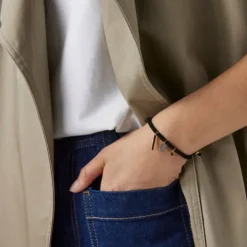 Nocturne Bracelet in Silver Vermeil with Diamonds and black Cord