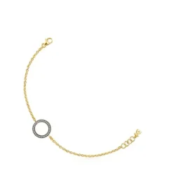 Nocturne disc Bracelet in Silver Vermeil with Diamonds
