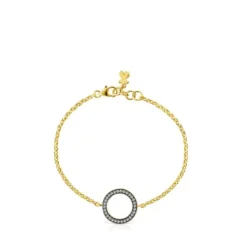 Nocturne disc Bracelet in Silver Vermeil with Diamonds
