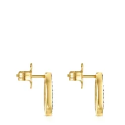 Nocturne disc Earrings in Silver Vermeil with Diamonds