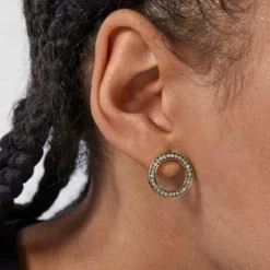 Nocturne disc Earrings in Silver Vermeil with Diamonds