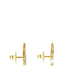 Nocturne Earrings in Silver Vermeil with Diamonds and Pearl