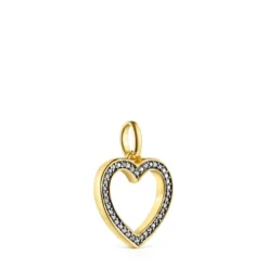 Nocturne heart Pendant in Silver Vermeil with Diamonds