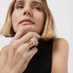 Nocturne triple Ring in Silver Vermeil with Diamonds