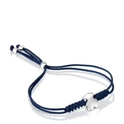 Nylon Bold Motif Bracelet with silver bear motif