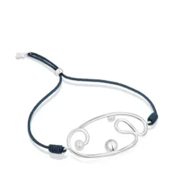 Nylon Tsuri Bracelet with silver motif and cultured pearls
