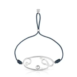 Nylon Tsuri Bracelet with silver motif and cultured pearls