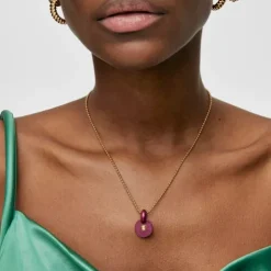 Oursin fuchsia silver Pendant