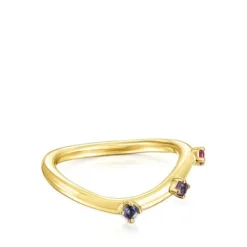 Oval silver vermeil Magic Nature Ring with gemstones
