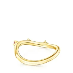 Oval silver vermeil Magic Nature Ring with gemstones