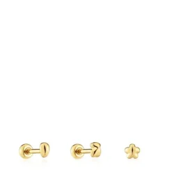 Pack of Balloon Ear piercings in gold-colored IP steel