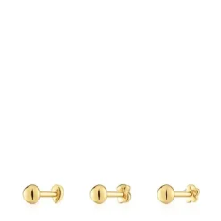 Pack of Balloon Ear piercings in gold-colored IP steel