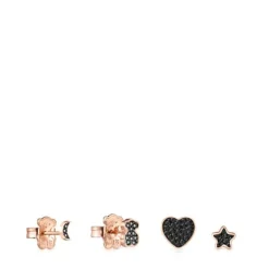 Pack of Motif Earrings in Rose Silver Vermeil with Spinels 0,45 - 0,85 cm