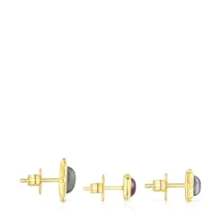 Pack of silver vermeil Magic Nature Earrings with gemstones