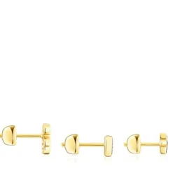 Pack of silver vermeil TOUS Basics ear Piercings with spinel
