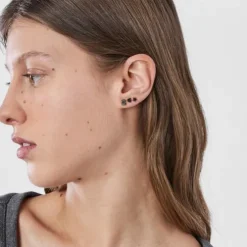 Pack of silver vermeil TOUS Basics ear Piercings with spinel