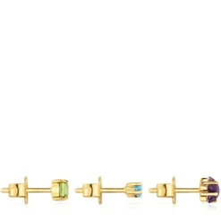 Pack of small Earrings with 18kt gold plating over silver and gemstones Sugar Party