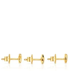 Pack of three 18kt gold plating over silver Earrings with motifs Bold Motif