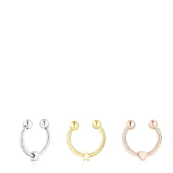 Pack of tricolored steel TOUS Basics septum Rings