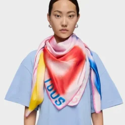 Pale pink square Scarf TOUS Motif Flower