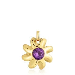 Pendant with 18kt gold plating over silver and amethyst Galia