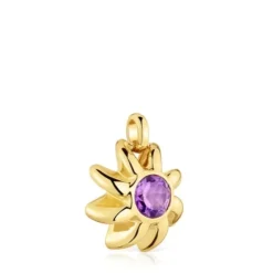 Pendant with 18kt gold plating over silver and amethyst Galia