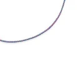 Pink and blue braided thread Necklace with silver vermeil clasp