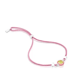 Pink cord TOUS Vibrant Colors Bracelet with chalcedony and enamel