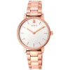 Pink IP steel Rond Color Watch with green-gradient zirconias