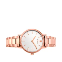 Pink IP steel Rond Color Watch with green-gradient zirconias