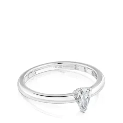 Platinum solitaire Ring with pear-cut, laboratory grown diamond Les Classiques LGD