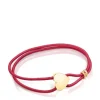 Red elastic Sweet Dolls Bracelet with silver vermeil heart