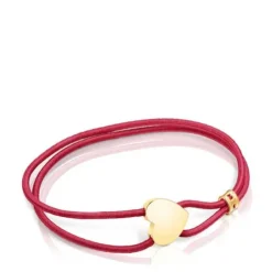 Red elastic Sweet Dolls Bracelet with silver vermeil heart